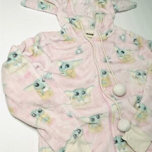 Star Wars Grogu Pink Hooded Onesie Pajamas Ears Size M